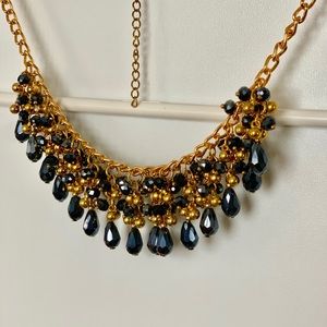 Navy and gold statement necklace